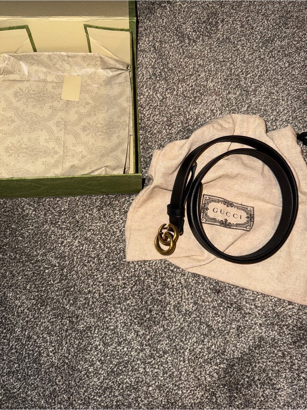 Gucci Black Leather Double G Ring Belt Size 32